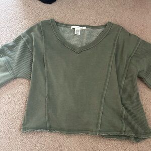 Alter’d State Olive Green V-Neck Pullover Top